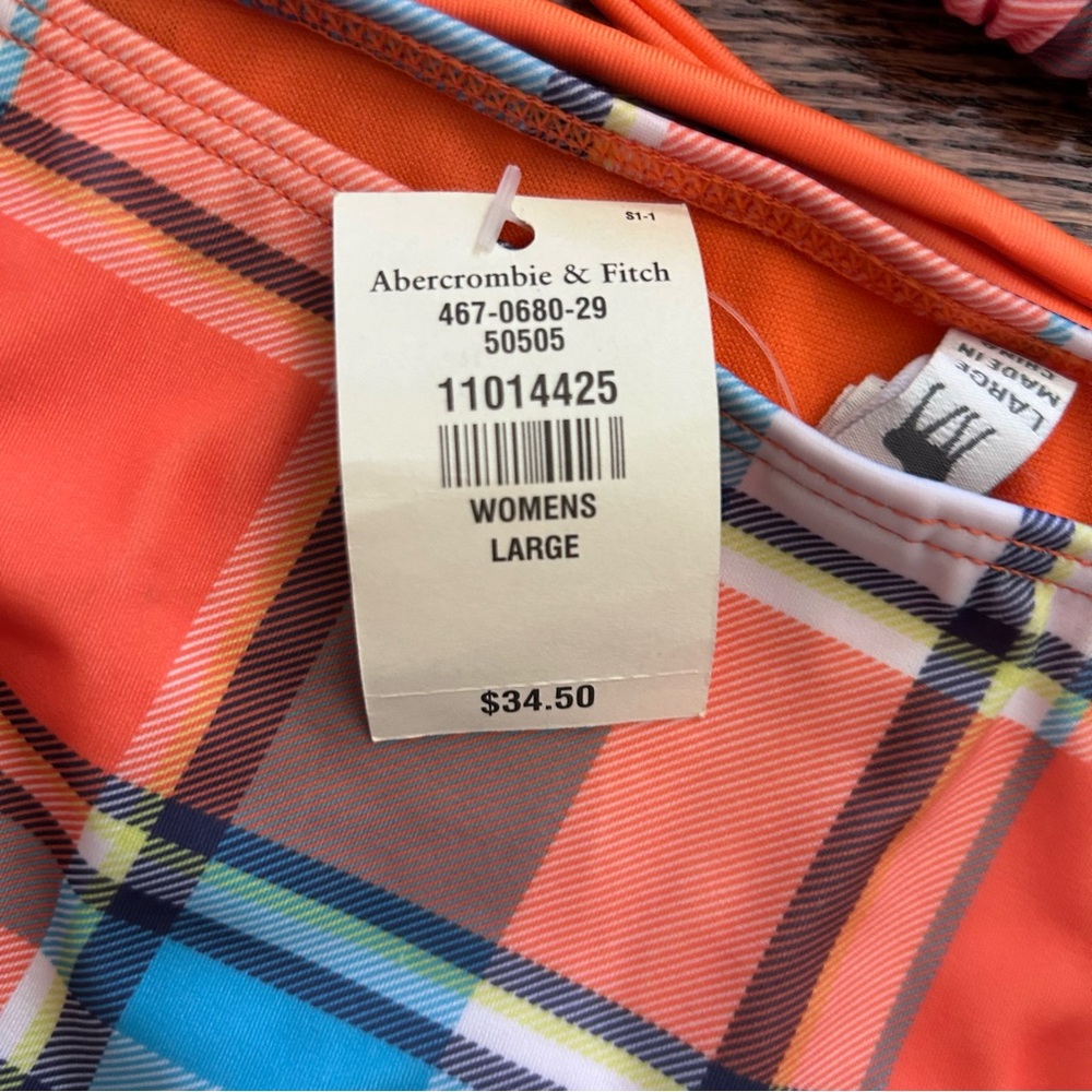 Abercrombie & Fitch orange plaid bikini NWT size XL with bag - Picture 5 of 13